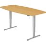 kaiserkraft Konferenztisch, BxT 2200 x 1030 mm, elektrisch höhenverstellbar 620 - 1270 mm, Buche-Dekor