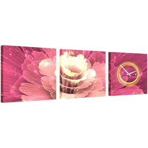 Conni Oberkircher´s Bild mit Uhr »Light Flower - Light Flower«, Blumen, (Set), auf kunstvollem Leinwanddruck  rosa/rubinrot/Hellgelb  Ø rosa/rubinrot/Hellgelb