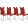 MCA furniture Freischwinger »Köln«, (Set), 4 St.  Rot + Verchromt  B/H/T: 43 cm x 100 cm x 57 cm Rot + Verchromt