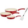 GSW Pfannen-Set »CERAMICA beige«, Aluminium, (Set, 4 tlg., 1x Bratpfanne Ø 20 cm, 1x Bratpfanne Ø 24 cm, 1x Bratpfanne Ø 28 cm)  rot  Ø 28 cm rot