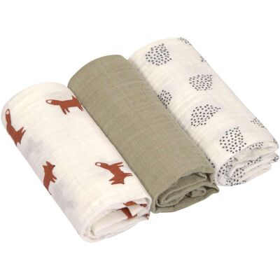 Lässig 3er-Pack Mullwindeln 60x60 cm - gruen - Unisex Lässig 3er-Pack Mullwindeln 60x60 cm - gruen - Unisex