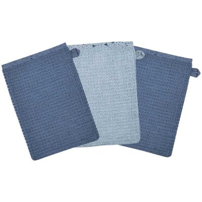 Wörner 3er-Pack Waschlappen 15x21 cm - blau - Unisex Wörner 3er-Pack Waschlappen 15x21 cm - blau - Unisex