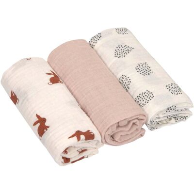 Lässig 3er-Pack Mullwindeln 60x60 cm - rosa - Unisex Lässig 3er-Pack Mullwindeln 60x60 cm - rosa - Unisex