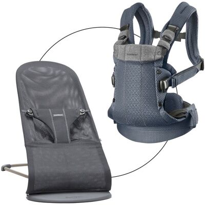 BabyBjörn Bundle Babywippe Bliss Mesh & Babytrage Harmony 3D Mesh - grau - Unisex BabyBjörn Bundle Babywippe Bliss Mesh & Babytrage Harmony 3D Mesh - grau - Unisex