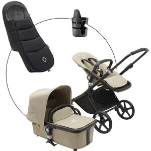 Bugaboo Kombikinderwagen Trio-Set inkl. Fußsack und Getränkehalter - schwarz   beige - Unisex