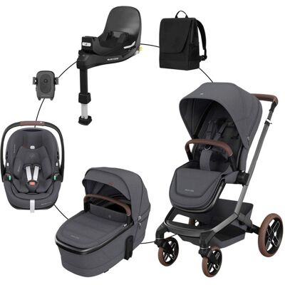 Maxi-Cosi Kombikinderwagen Fame Travel-Set inkl. Babyschale Pebble 360 Pro 2, Isofix-Basis FamilyFix 360 Pro und Wickeltasche - grau - Unisex Maxi-Cosi Kombikinderwagen Fame Travel-Set inkl. Babyschale Pebble 360 Pro 2, Isofix-Basis FamilyFix 360 Pro und Wickeltasche - grau - Unisex
