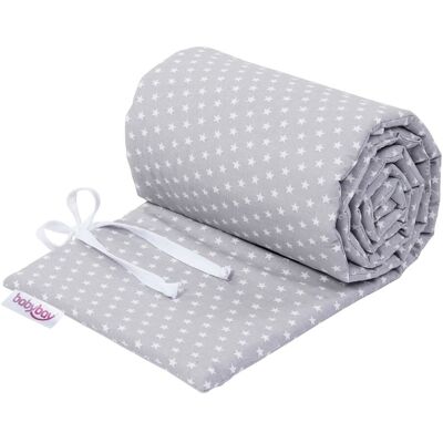 babybay Bio-Baumwolle Nestchen für Maxi, Boxspring, Comfort - Sterne Lichtgrau - Weiß babybay Bio-Baumwolle Nestchen für Maxi, Boxspring, Comfort - Sterne Lichtgrau - Weiß