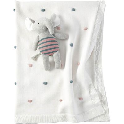 BORNINO HOME Babydecken-Set mit Greifling Elefant 80x100 cm - weiss - Unisex BORNINO HOME Babydecken-Set mit Greifling Elefant 80x100 cm - weiss - Unisex