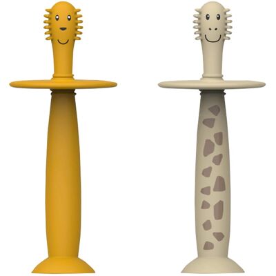 Matchstick Monkey 2er-Pack Trainingszahnbürste mit Saugnapf - Unisex Matchstick Monkey 2er-Pack Trainingszahnbürste mit Saugnapf - Unisex