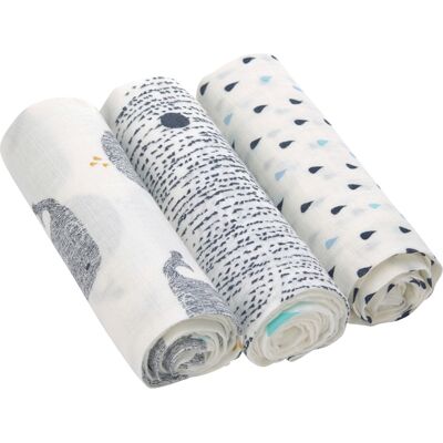 Lässig 3er-Pack Mullwindel Soft Swaddle L 80x80 cm - blau - Maedchen Lässig 3er-Pack Mullwindel Soft Swaddle L 80x80 cm - blau - Maedchen