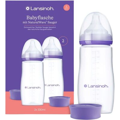 Lansinoh 2er-Pack Babyflasche NaturalWave Sauger, Anti-Kolik-Weithals, 330ml - Unisex Lansinoh 2er-Pack Babyflasche NaturalWave Sauger, Anti-Kolik-Weithals, 330ml - Unisex