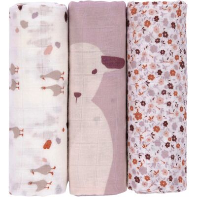 Lässig 3er-Pack Mullwindeln 80x80 cm Heavenly Soft Tiny Farmer - weiss - Unisex Lässig 3er-Pack Mullwindeln 80x80 cm Heavenly Soft Tiny Farmer - weiss - Unisex