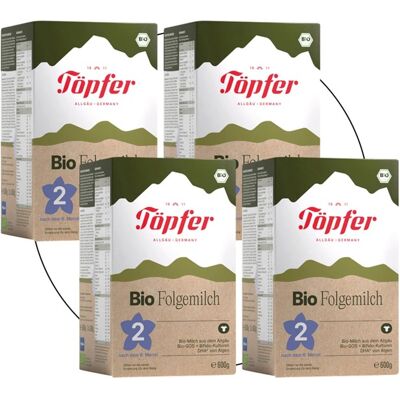 Töpfer 4er Pack Bio Folgemilch 2 600 g - Unisex Töpfer 4er Pack Bio Folgemilch 2 600 g - Unisex