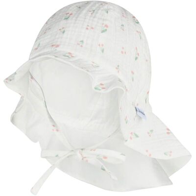 Sterntaler Musselin-Sonnenhut mit Nackenschutz Kirschen - weiss - Maedchen - Size: 47 Sterntaler Musselin-Sonnenhut mit Nackenschutz Kirschen - weiss - Maedchen - Size: 47