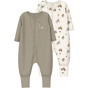 name it 2er-Pack Schlafoveralls mit Klappfuß Tiere - beige natur - Unisex - Size: 56 name it 2er-Pack Schlafoveralls mit Klappfuß Tiere - beige natur - Unisex - Size: 56