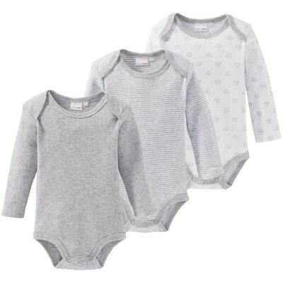 Bornino 3er-Pack Bodys langarm - grau - Unisex - Size: 86 Bornino 3er-Pack Bodys langarm - grau - Unisex - Size: 86