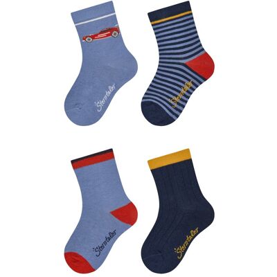 Sterntaler 4er-Pack Socken Auto Ringel - blau mehrfarbig - Junge - Size: 19 Sterntaler 4er-Pack Socken Auto Ringel - blau mehrfarbig - Junge - Size: 19