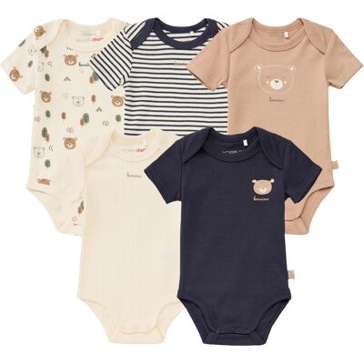 Bornino 5er-Pack Bodys kurzarm Tiny Forest - blau beige - Unisex - Size: 98 Bornino 5er-Pack Bodys kurzarm Tiny Forest - blau beige - Unisex - Size: 98