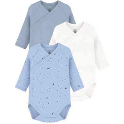 Petit Bateau 3er-Pack Wickelbodys langarm Mond Sterne - blau natur - Junge - Size: 62 Petit Bateau 3er-Pack Wickelbodys langarm Mond Sterne - blau natur - Junge - Size: 62