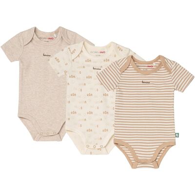 Bornino 3er-Pack Bodys kurzarm Ringel Haus - natur - Unisex - Size: 62 Bornino 3er-Pack Bodys kurzarm Ringel Haus - natur - Unisex - Size: 62