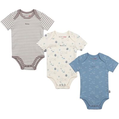 Bornino 3er-Pack Bodys kurzarm Ocean - natur blau grau - Junge - Size: 62 Bornino 3er-Pack Bodys kurzarm Ocean - natur blau grau - Junge - Size: 62