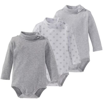 Bornino 3er-Pack Bodys langarm mit Rollkragen - grau - Unisex - Size: 74 Bornino 3er-Pack Bodys langarm mit Rollkragen - grau - Unisex - Size: 74