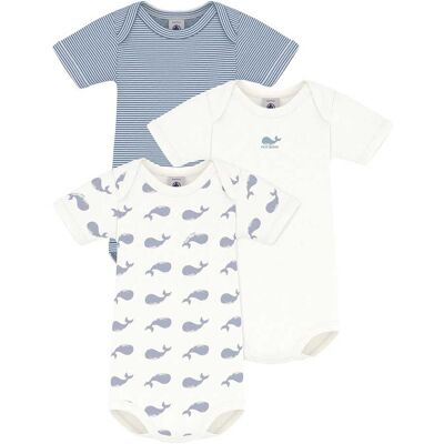 Petit Bateau 3er-Pack Bodys kurzarm Ringel Wale - natur blau - Junge - Size: 74 Petit Bateau 3er-Pack Bodys kurzarm Ringel Wale - natur blau - Junge - Size: 74