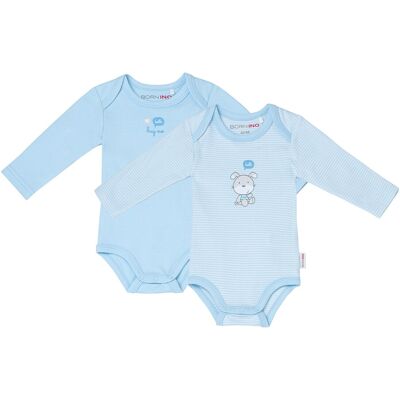 Bornino 2er-Pack Bodys langarm - hellblau - Junge - Size: 74 Bornino 2er-Pack Bodys langarm - hellblau - Junge - Size: 74