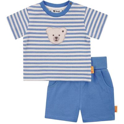 Steiff 2-tlg. Set T-Shirt und Shorts Ringel Struktur Bär - blau natur - Junge - Size: 92 Steiff 2-tlg. Set T-Shirt und Shorts Ringel Struktur Bär - blau natur - Junge - Size: 92
