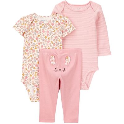 Carter's 3-tlg. Set Body kurzarm, Body langarm und Leggings Blumen Ringel Hase - rosa mehrfarbig - Maedchen - Size: 62 Carter's 3-tlg. Set Body kurzarm, Body langarm und Leggings Blumen Ringel Hase - rosa mehrfarbig - Maedchen - Size: 62