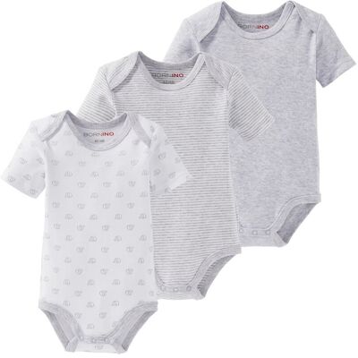 Bornino 3er-Pack Bodys kurzarm - grau - Unisex - Size: 74 Bornino 3er-Pack Bodys kurzarm - grau - Unisex - Size: 74