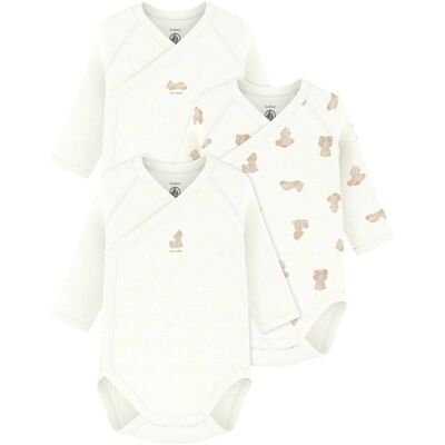 Petit Bateau 3er-Pack Wickelbodys langarm Bären - natur beige - Unisex - Size: 62 Petit Bateau 3er-Pack Wickelbodys langarm Bären - natur beige - Unisex - Size: 62