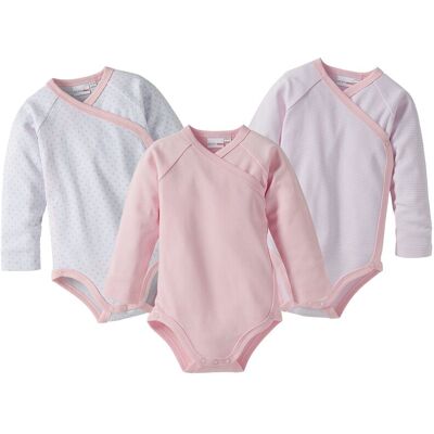 Bornino 3er-Pack Wickelbodys langarm - rosa - Maedchen - Size: 62 Bornino 3er-Pack Wickelbodys langarm - rosa - Maedchen - Size: 62