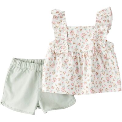 Carter's 2-tlg. Set Top und Shorts Rüschen Blumen - gruen mehrfarbig - Maedchen - Size: 86 Carter's 2-tlg. Set Top und Shorts Rüschen Blumen - gruen mehrfarbig - Maedchen - Size: 86