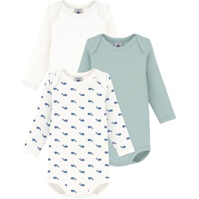 Petit Bateau 3er-Pack Bodys langarm Wale - natur gruen - Unisex - Size: 74 Petit Bateau 3er-Pack Bodys langarm Wale - natur gruen - Unisex - Size: 74