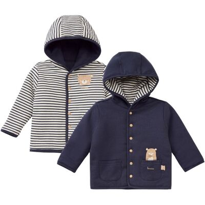 Bornino Wendejacke Ringel Bär - blau natur - Unisex - Size: 74 Bornino Wendejacke Ringel Bär - blau natur - Unisex - Size: 74