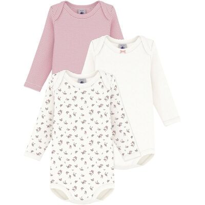 Petit Bateau 3er-Pack Bodys langarm Ringel Beeren - natur rosa - Maedchen - Size: 92 Petit Bateau 3er-Pack Bodys langarm Ringel Beeren - natur rosa - Maedchen - Size: 92