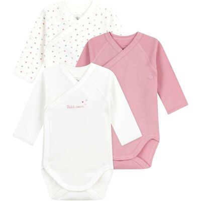 Petit Bateau 3er-Pack Wickelbodys langarm Herzen - natur rosa - Maedchen - Size: 50 Petit Bateau 3er-Pack Wickelbodys langarm Herzen - natur rosa - Maedchen - Size: 50
