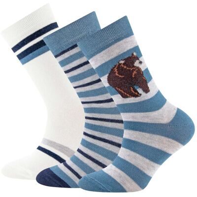 Ewers 3er-Pack Socken Bär Ringel - natur blau - Junge - Size: 31 Ewers 3er-Pack Socken Bär Ringel - natur blau - Junge - Size: 31