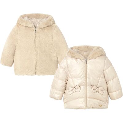 Mayoral Wende-Steppjacke mit Kapuze Plüsch - beige - Maedchen - Size: 80 Mayoral Wende-Steppjacke mit Kapuze Plüsch - beige - Maedchen - Size: 80