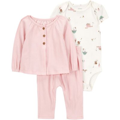 Carter's 3-tlg. Set Body kurzarm, Sweatjacke und Leggings Farm Rippqualität - rosa natur - Maedchen - Size: 62 Carter's 3-tlg. Set Body kurzarm, Sweatjacke und Leggings Farm Rippqualität - rosa natur - Maedchen - Size: 62
