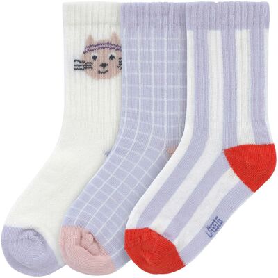 Lässig 3er-Pack Socken Katze Streifen - lila mehrfarbig - Maedchen - Size: 23 Lässig 3er-Pack Socken Katze Streifen - lila mehrfarbig - Maedchen - Size: 23