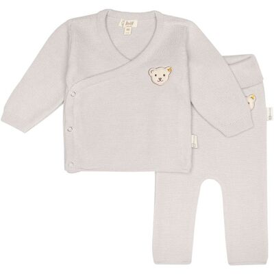 Steiff 2-tlg. Set Wickel-Strickjacke und Strickhose - grau beige - Unisex - Size: 68 Steiff 2-tlg. Set Wickel-Strickjacke und Strickhose - grau beige - Unisex - Size: 68