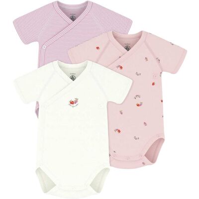 Petit Bateau 3er-Pack Wickelbodys kurzarm Ringel Erdbeeren - rosa natur - Maedchen - Size: 68 Petit Bateau 3er-Pack Wickelbodys kurzarm Ringel Erdbeeren - rosa natur - Maedchen - Size: 68