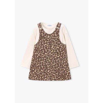 Mayoral 2-tlg. Set Shirt langarm Rippqualität und Latzkleid Leoprint - natur braun - Maedchen - Size: 92 Mayoral 2-tlg. Set Shirt langarm Rippqualität und Latzkleid Leoprint - natur braun - Maedchen - Size: 92