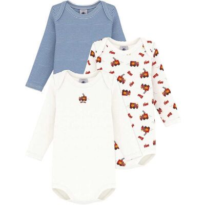 Petit Bateau 3er-Pack Bodys langarm Ringel Feuerwehr - natur mehrfarbig - Junge - Size: 92 Petit Bateau 3er-Pack Bodys langarm Ringel Feuerwehr - natur mehrfarbig - Junge - Size: 92