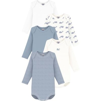 Petit Bateau 5er-Pack Bodys langarm Ringel Wale - natur blau - Junge - Size: 74 Petit Bateau 5er-Pack Bodys langarm Ringel Wale - natur blau - Junge - Size: 74