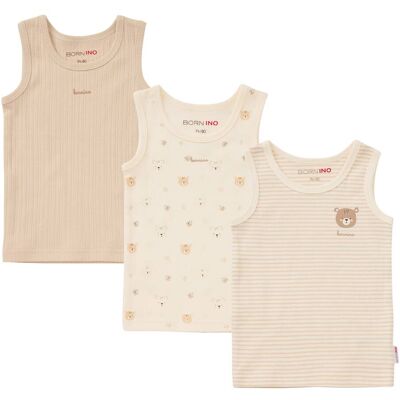 Bornino 3er-Pack Unterhemd Ringel Bär - beige - Unisex - Size: 74 Bornino 3er-Pack Unterhemd Ringel Bär - beige - Unisex - Size: 74