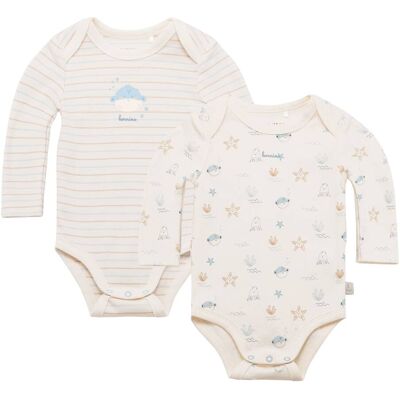 Bornino 2er-Pack Bodys langarm Aqua Friends - natur - Unisex - Size: 74 Bornino 2er-Pack Bodys langarm Aqua Friends - natur - Unisex - Size: 74