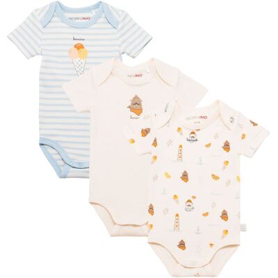 Bornino 3er-Pack Bodys kurzarm Ahoy - mehrfarbig natur - Unisex - Size: 74 Bornino 3er-Pack Bodys kurzarm Ahoy - mehrfarbig natur - Unisex - Size: 74